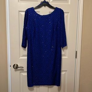 NWT Jessica Howard cocktail dress, royal blue with scattered sequins, size 18W